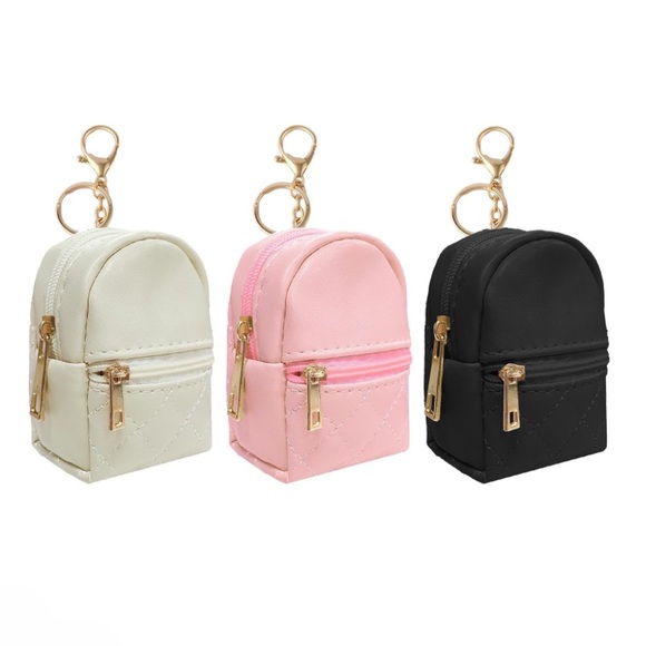 NEW⚡️Set of 3⚡️Mini Backpack Bag Charm Keychain Micro Pouch Cles Compact Wallet - Picture 2 of 6